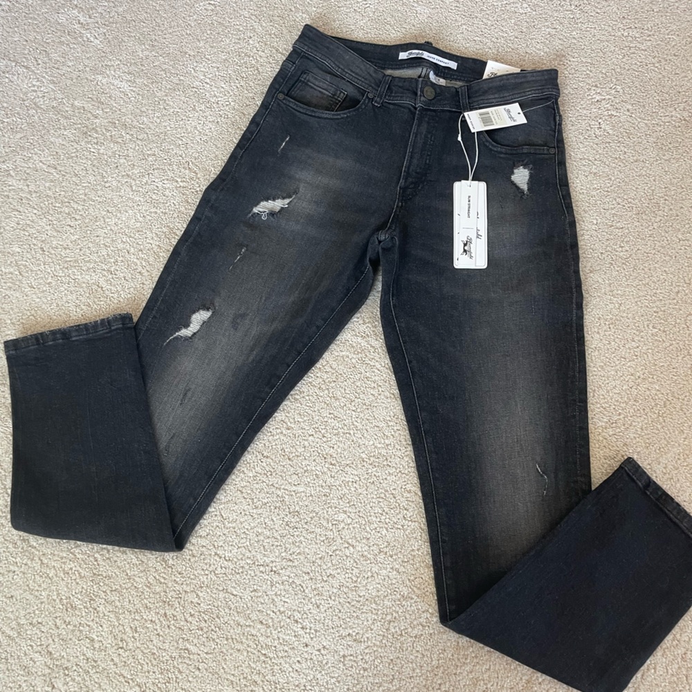 Bloomefield Slim Straight Black Jeans with Modern Fading